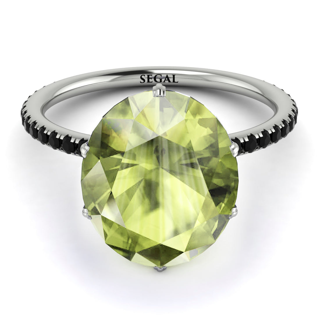 Hidden Halo Oval Peridot Engagement Ring - Gemma No. 709