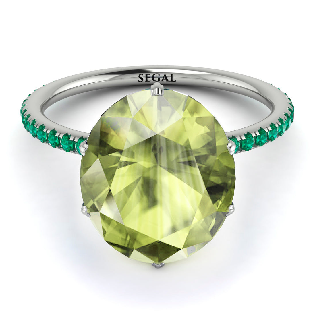 Hidden Halo Oval Peridot Engagement Ring - Gemma No. 706
