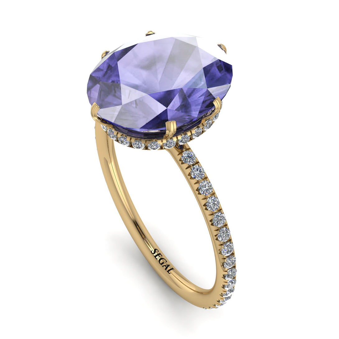 Hidden Halo Oval Tanzanite Engagement Ring - Gemma No. 201