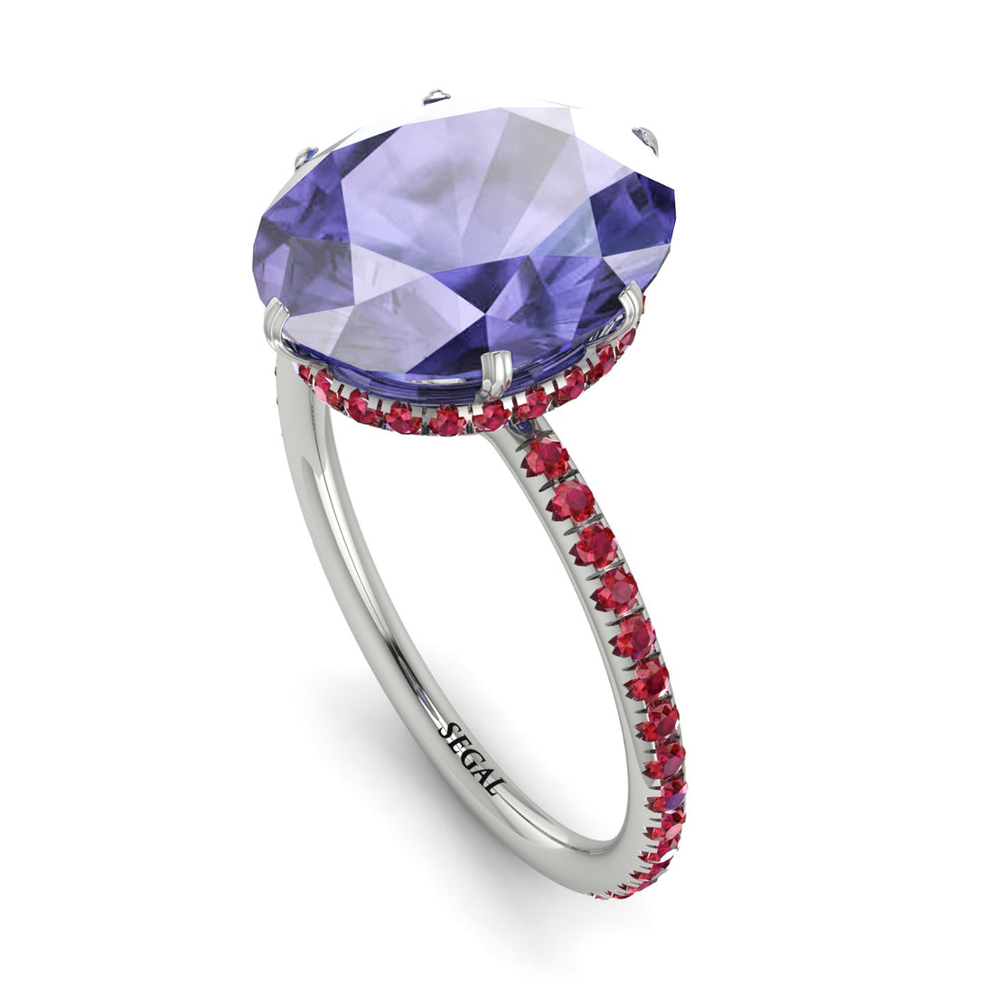 Hidden Halo Oval Tanzanite Engagement Ring - Gemma No. 212