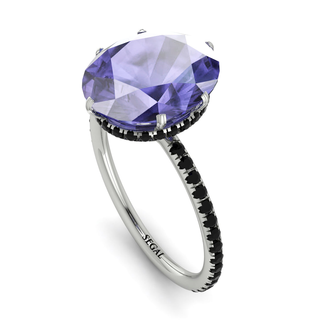 Hidden Halo Oval Tanzanite Engagement Ring - Gemma No. 209