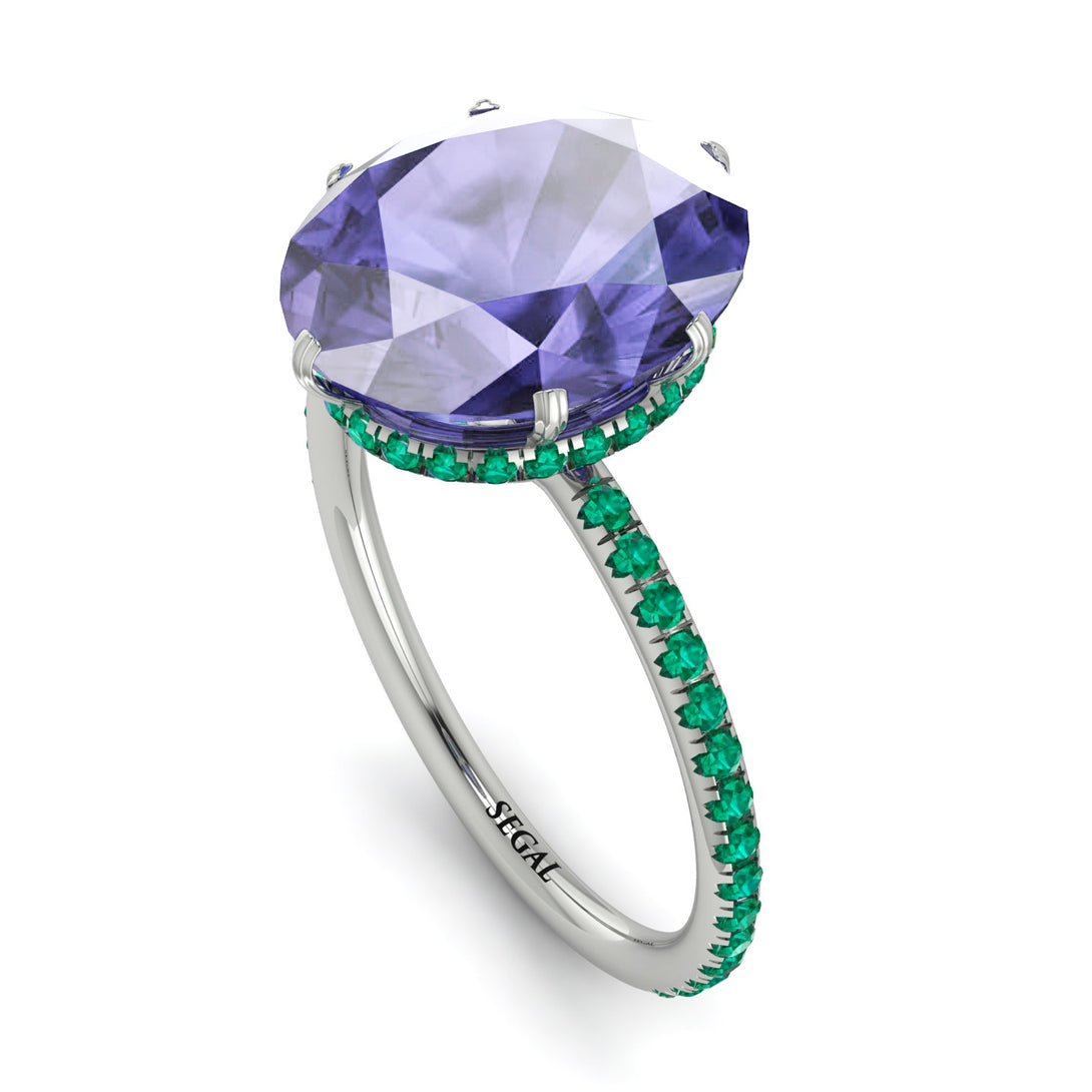 Hidden Halo Oval Tanzanite Engagement Ring - Gemma No. 206
