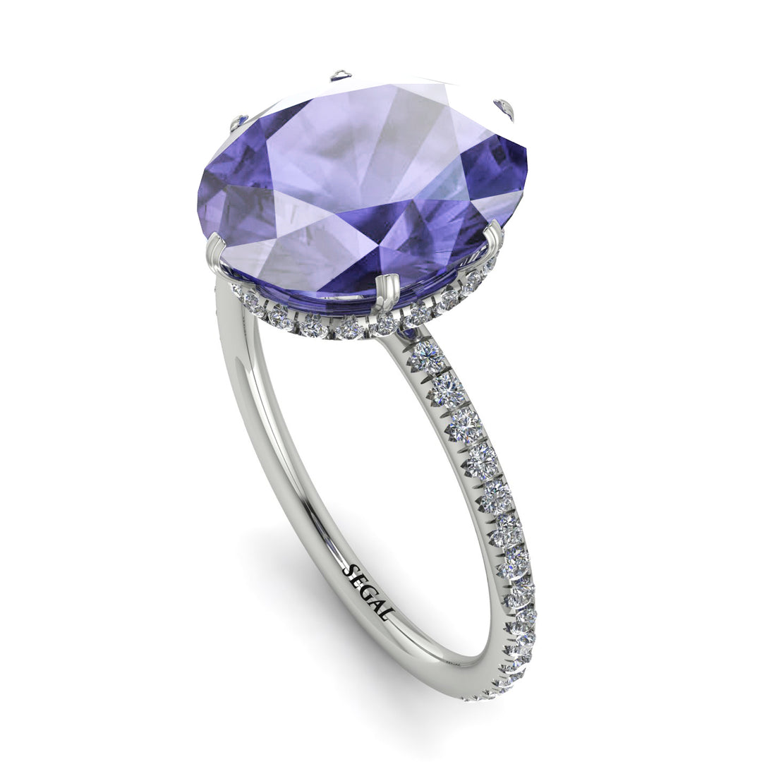 Hidden Halo Oval Tanzanite Engagement Ring - Gemma No. 203