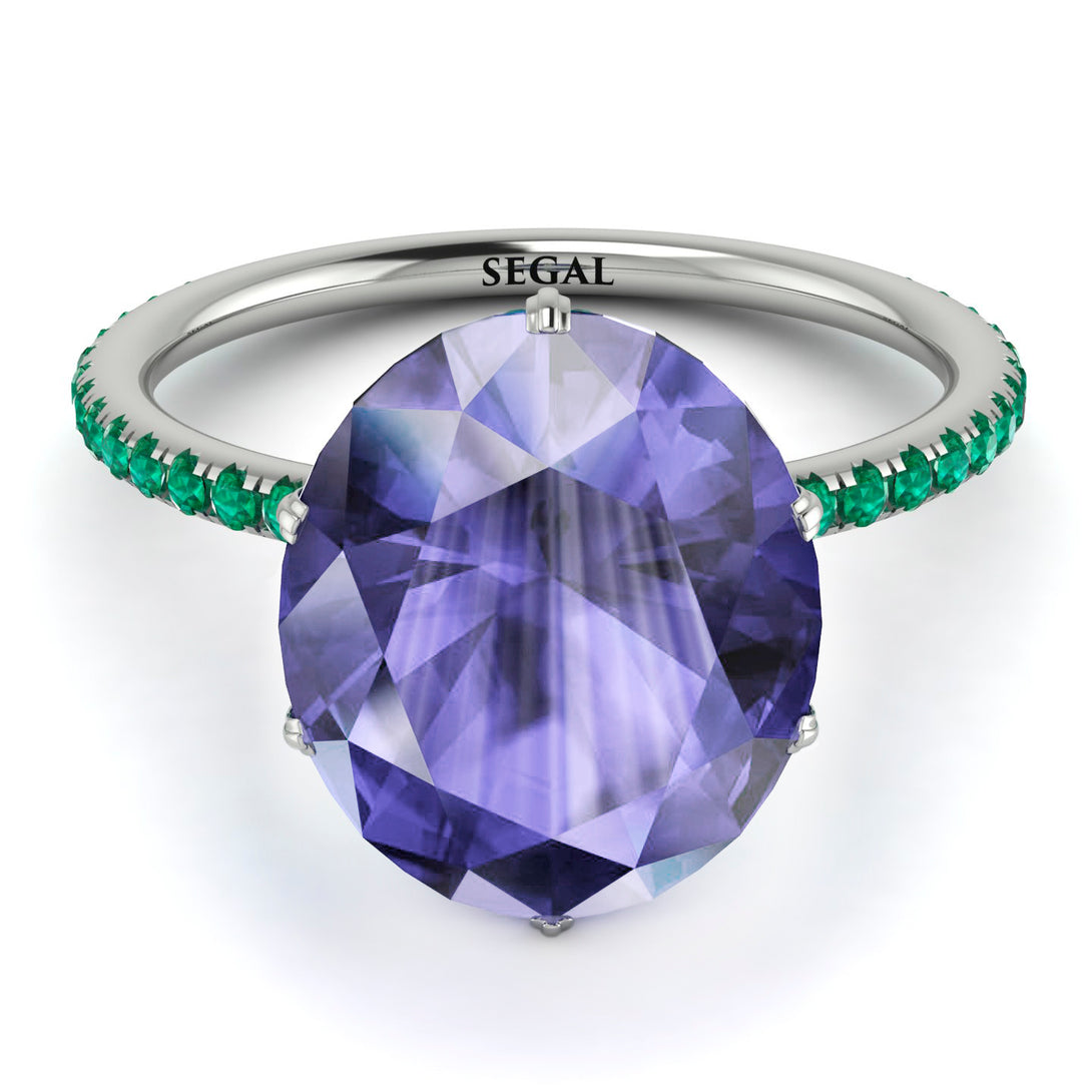 Hidden Halo Oval Tanzanite Engagement Ring - Gemma No. 206