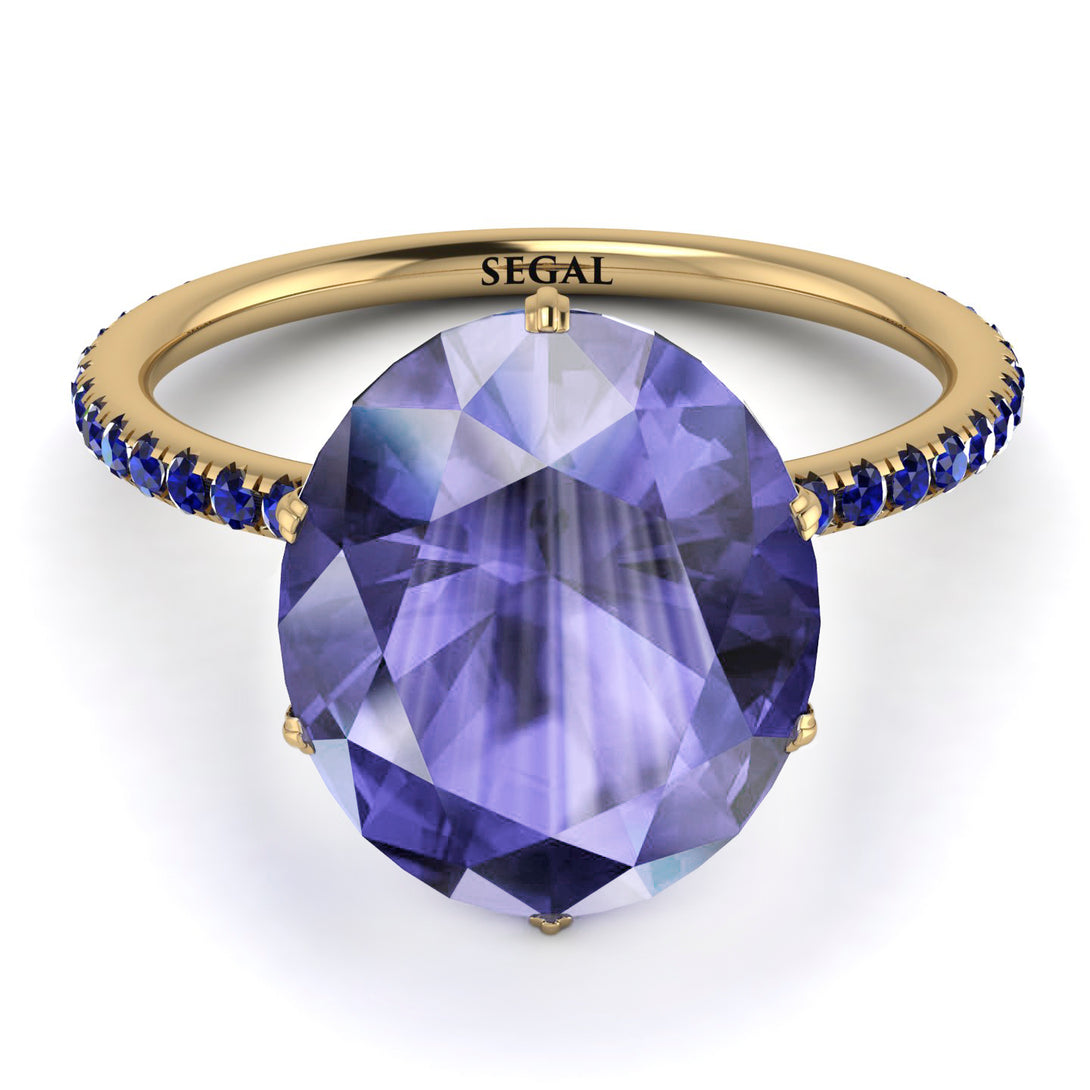 Hidden Halo Oval Tanzanite Engagement Ring - Gemma No. 213