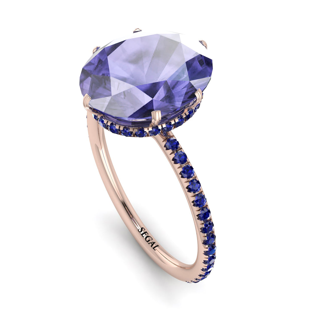 Hidden Halo Oval Tanzanite Engagement Ring - Gemma No. 214