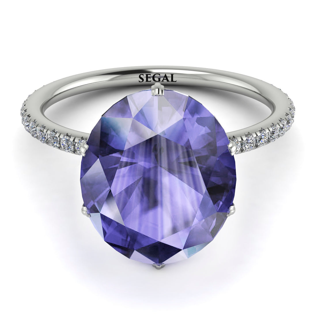 Hidden Halo Oval Tanzanite Engagement Ring - Gemma No. 203