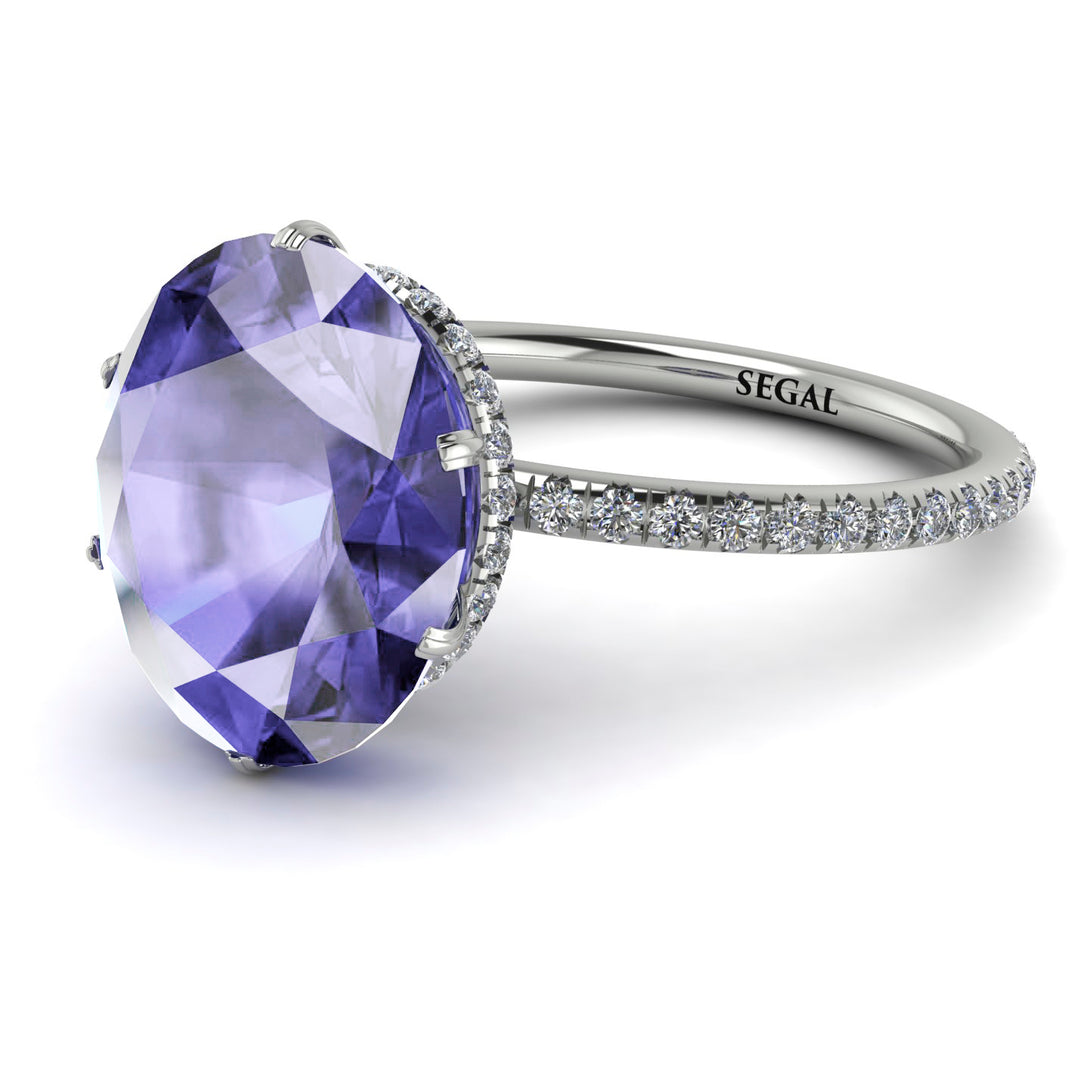 Hidden Halo Oval Tanzanite Engagement Ring - Gemma No. 203