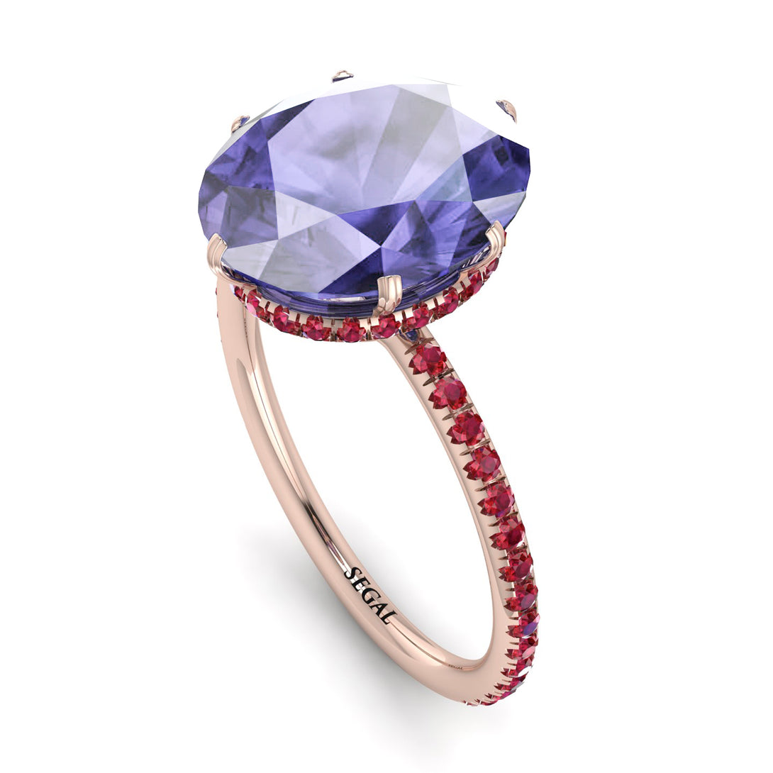 Hidden Halo Oval Tanzanite Engagement Ring - Gemma No. 211
