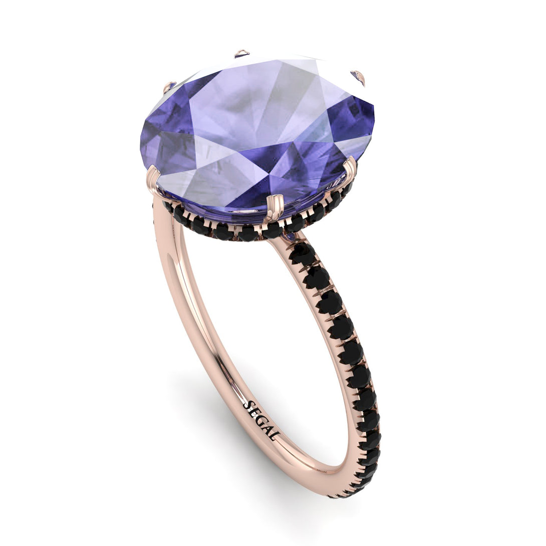Hidden Halo Oval Tanzanite Engagement Ring - Gemma No. 208