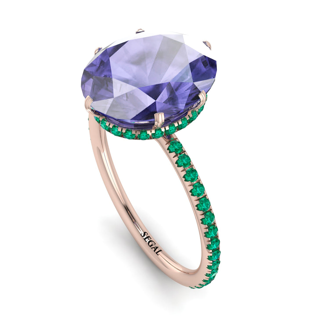 Hidden Halo Oval Tanzanite Engagement Ring - Gemma No. 205