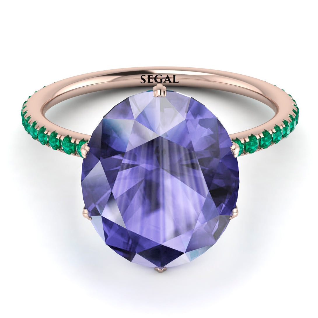 Hidden Halo Oval Tanzanite Engagement Ring - Gemma No. 205
