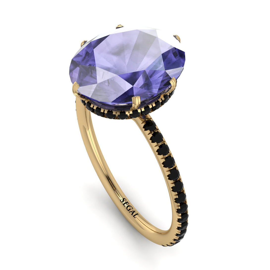 Hidden Halo Oval Tanzanite Engagement Ring - Gemma No. 207