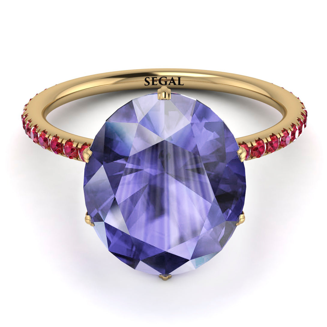 Hidden Halo Oval Tanzanite Engagement Ring - Gemma No. 210