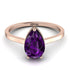Hidden Halo Pear Amethyst Engagement Ring - Mary No. 308 image 3