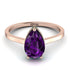 Hidden Halo Pear Amethyst Engagement Ring - Mary No. 305