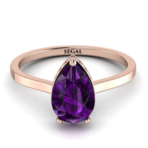 Hidden Halo Pear Amethyst Engagement Ring - Mary No. 302 image 1