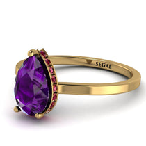 Hidden Halo Pear Amethyst Engagement Ring - Mary No. 310 image 1