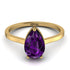 Hidden Halo Pear Amethyst Engagement Ring - Mary No. 307