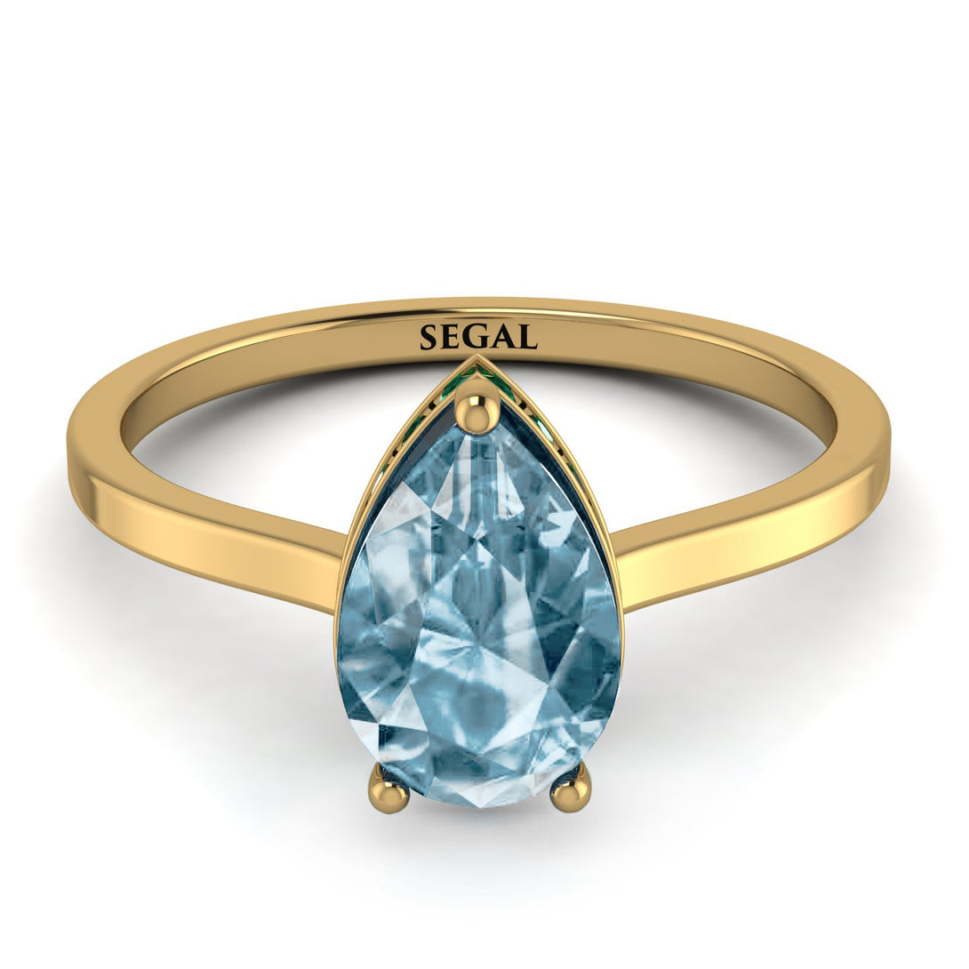 Hidden Halo Pear Aquamarine Engagement Ring - Mary No. 404
