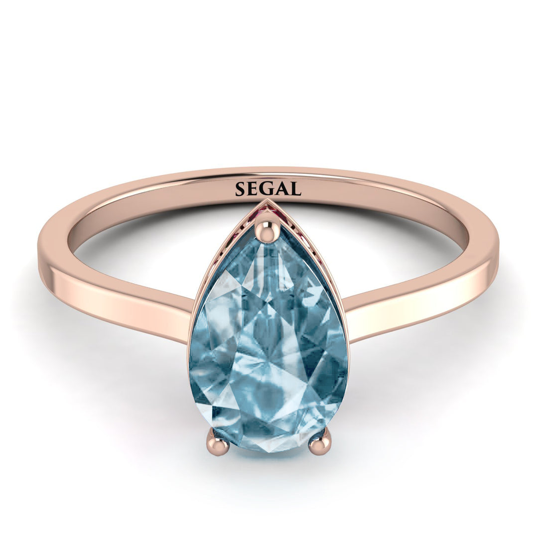 Hidden Halo Pear Aquamarine Engagement Ring - Mary No. 411
