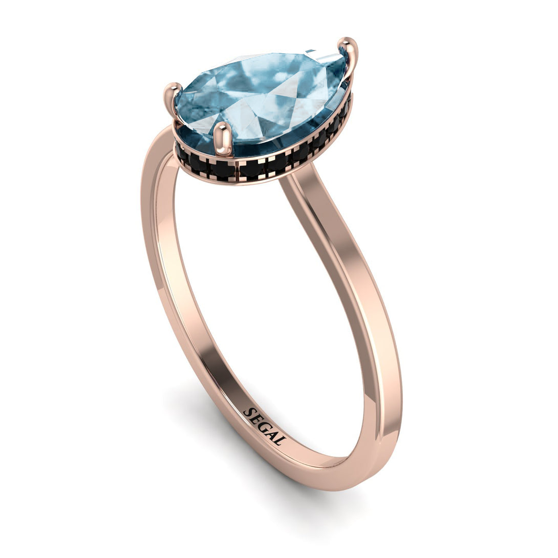 Hidden Halo Pear Aquamarine Engagement Ring - Mary No. 408