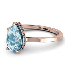Hidden Halo Pear Aquamarine Engagement Ring - Mary No. 402 image 1