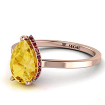 Hidden Halo Pear Citrine Engagement Ring - Mary No. 611 image 1