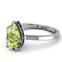 Hidden Halo Pear Peridot Engagement Ring - Mary No. 715 image 1