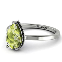 Hidden Halo Pear Peridot Engagement Ring - Mary No. 709 image 1