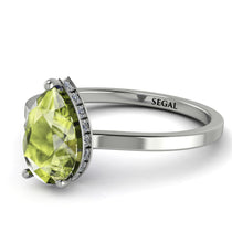 Hidden Halo Pear Peridot Engagement Ring - Mary No. 703 image 1