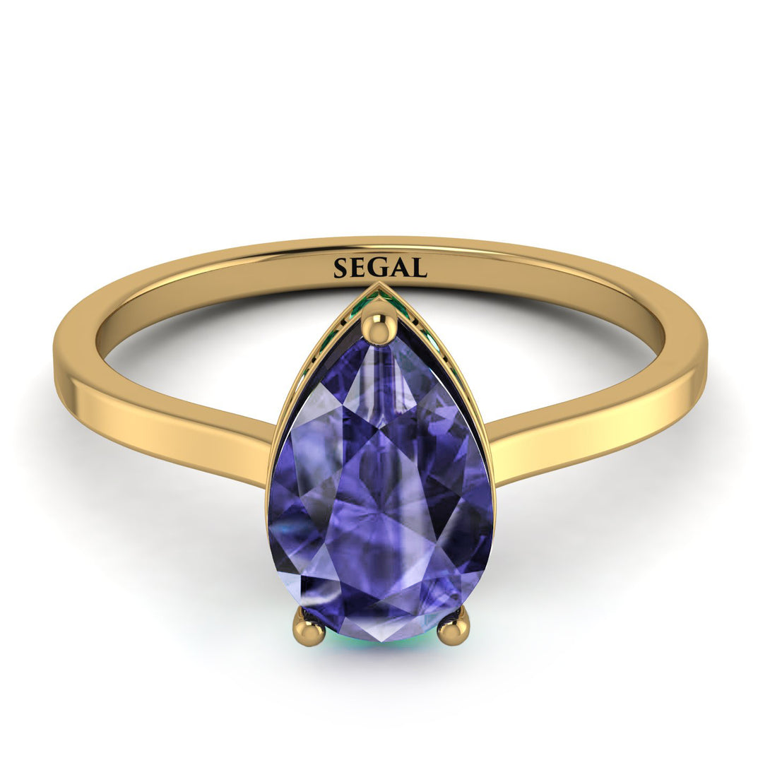 Hidden Halo Pear Tanzanite Engagement Ring - Mary No. 204
