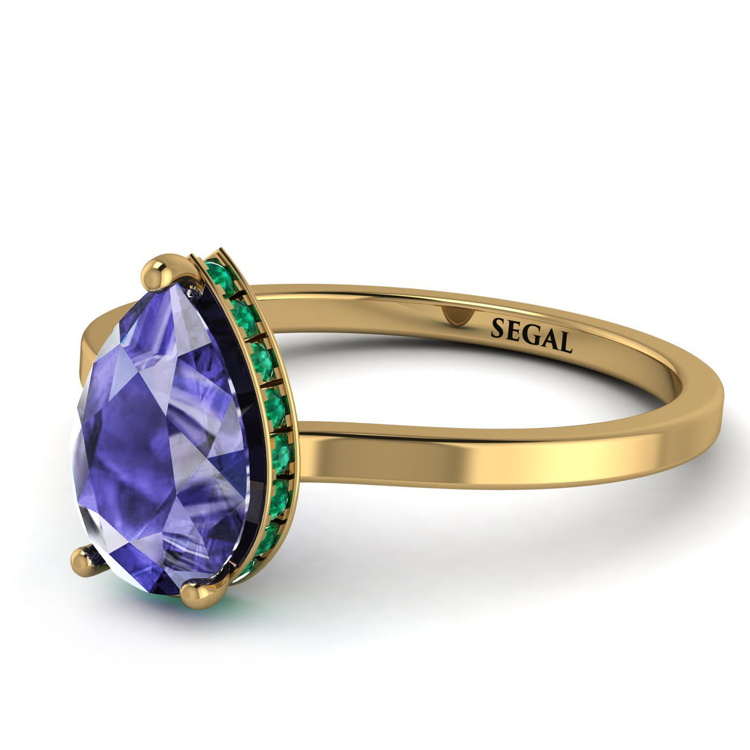 Hidden Halo Pear Tanzanite Engagement Ring - Mary No. 204