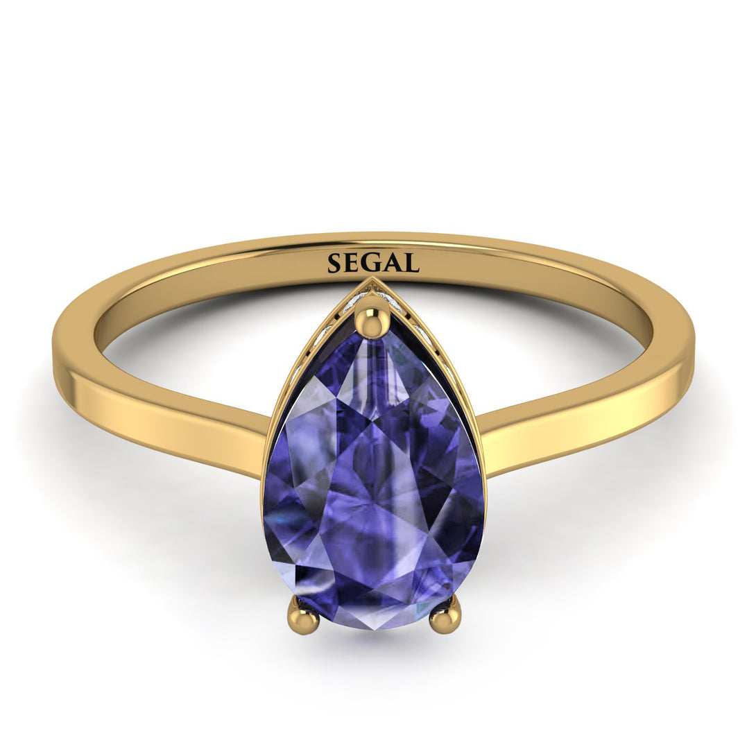 Hidden Halo Pear Tanzanite Engagement Ring - Mary No. 201