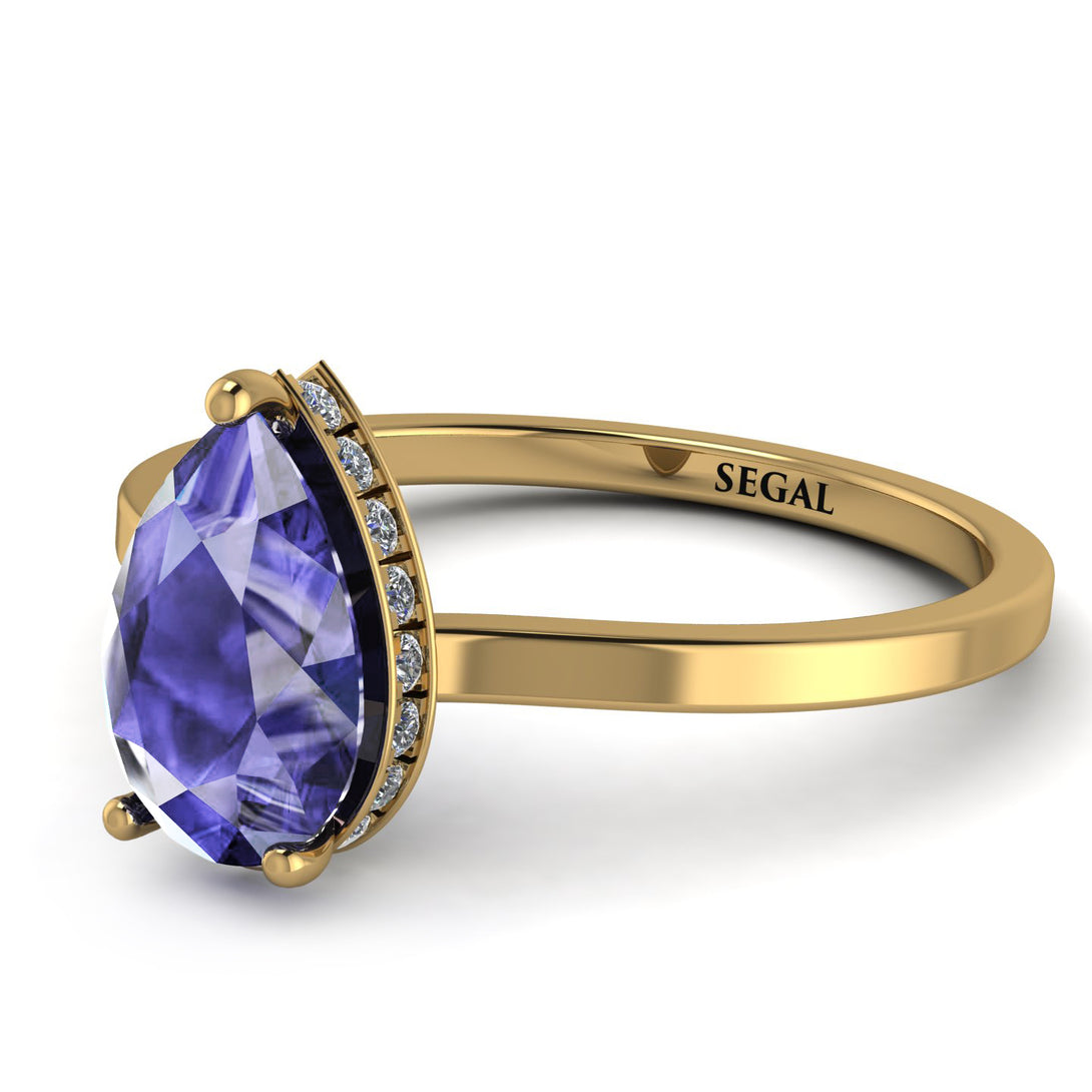 Hidden Halo Pear Tanzanite Engagement Ring - Mary No. 201