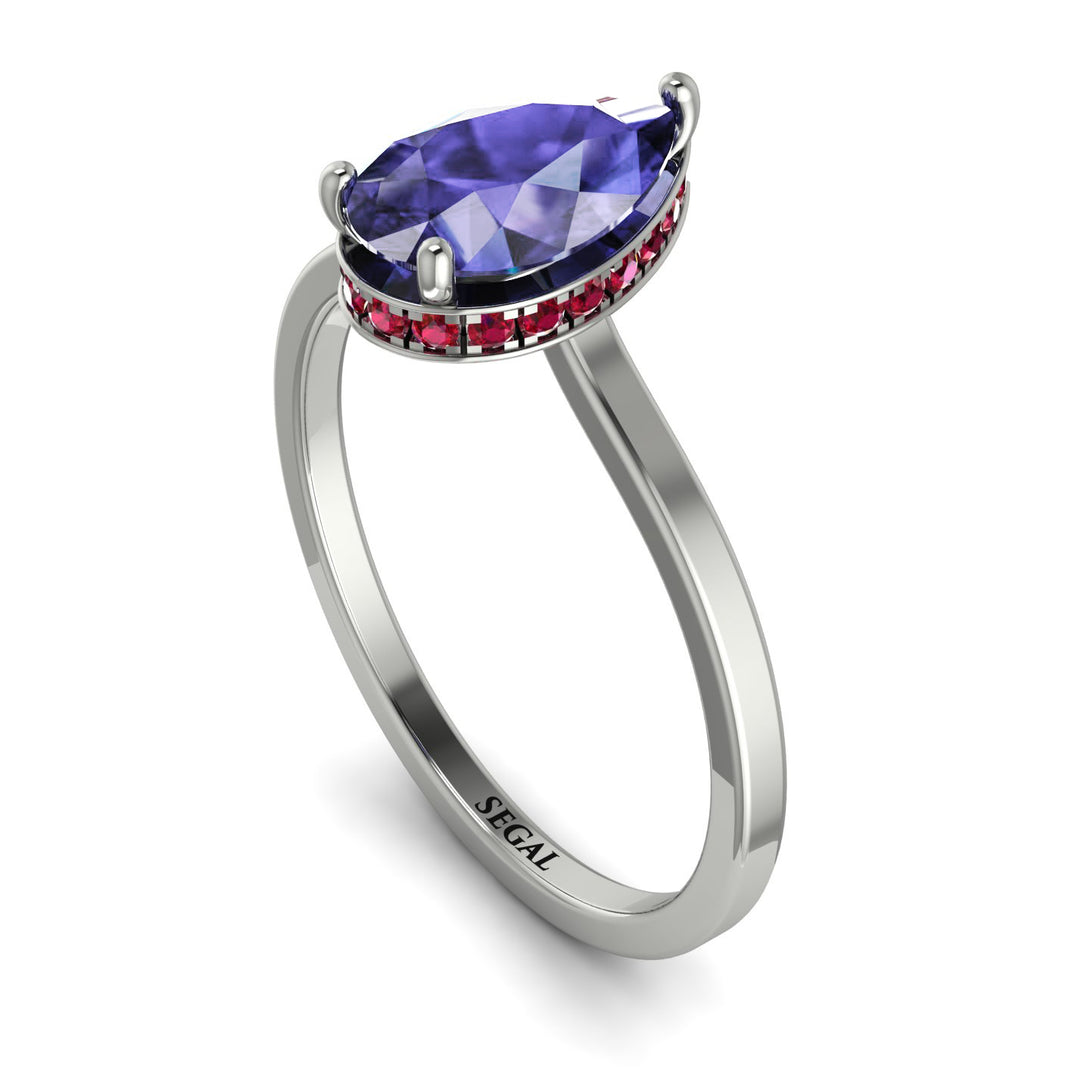 Hidden Halo Pear Tanzanite Engagement Ring - Mary No. 212