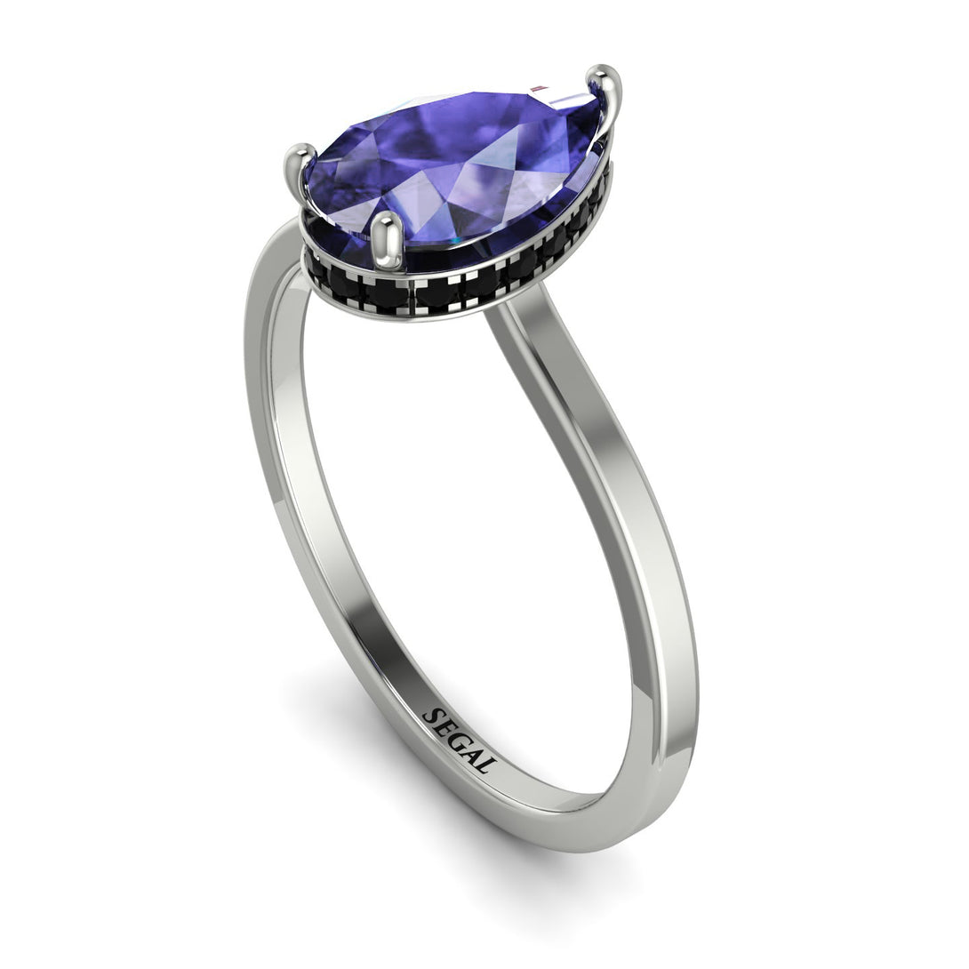 Hidden Halo Pear Tanzanite Engagement Ring - Mary No. 209