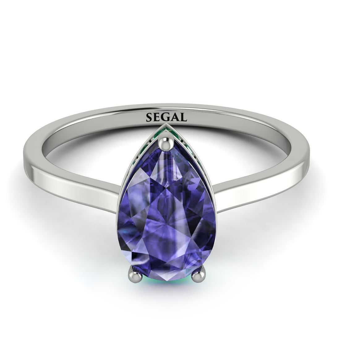 Hidden Halo Pear Tanzanite Engagement Ring - Mary No. 206