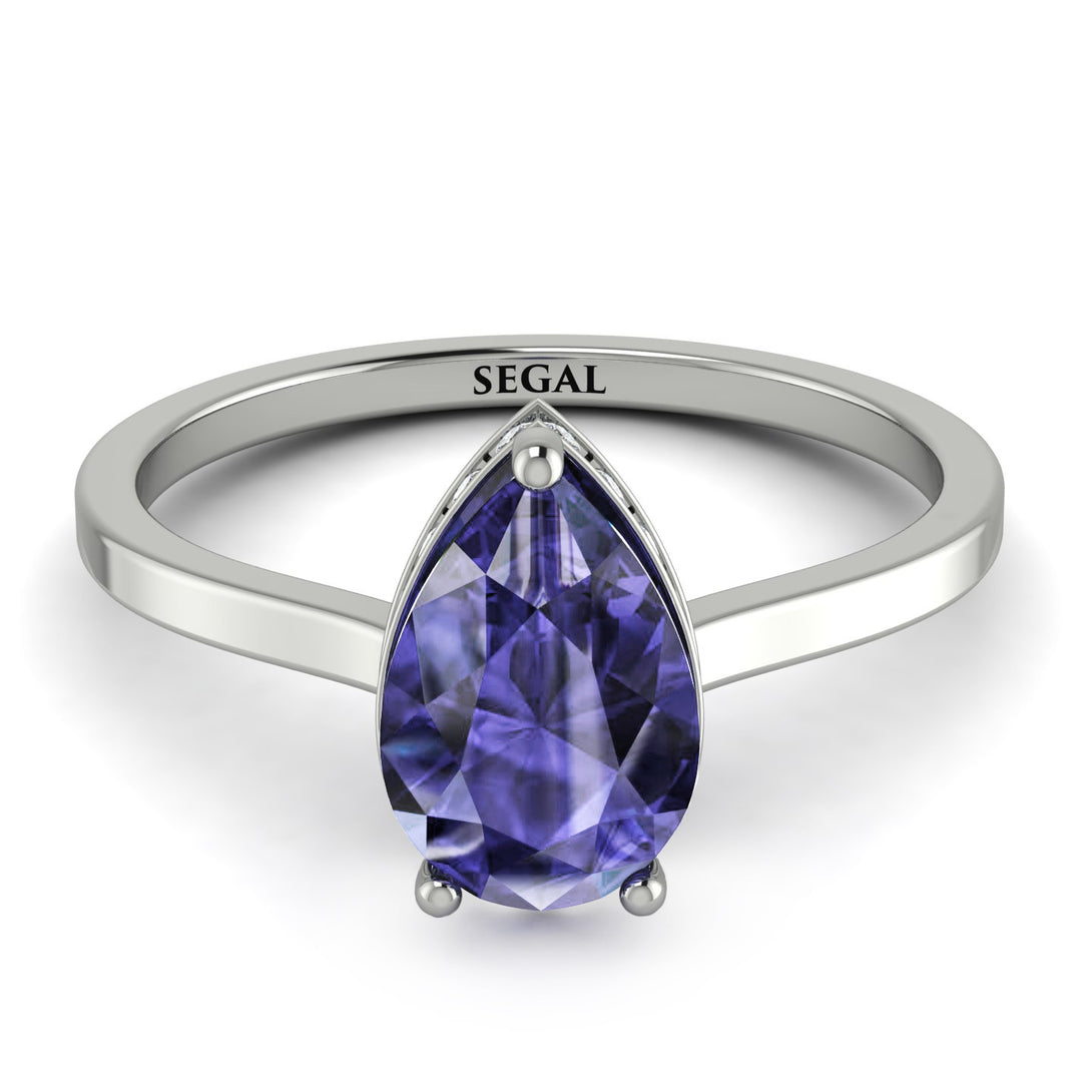 Hidden Halo Pear Tanzanite Engagement Ring - Mary No. 203