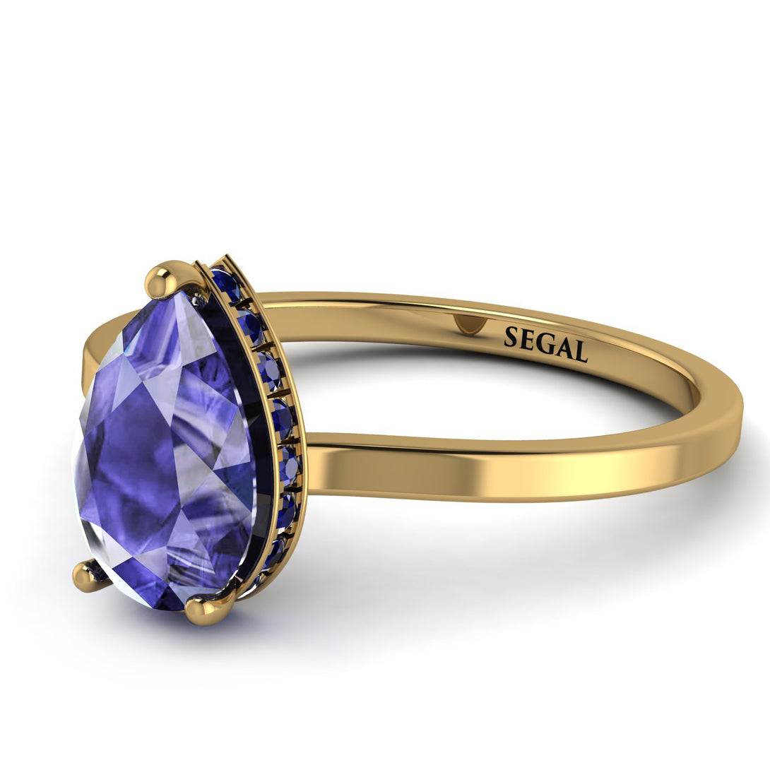 Hidden Halo Pear Tanzanite Engagement Ring - Mary No. 213