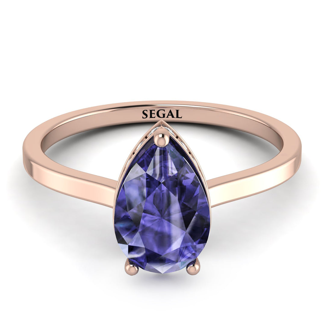 Hidden Halo Pear Tanzanite Engagement Ring - Mary No. 202