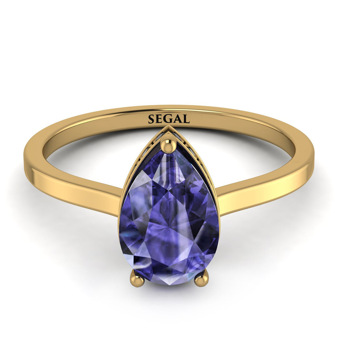 Hidden Halo Pear Tanzanite Engagement Ring - Mary No. 207