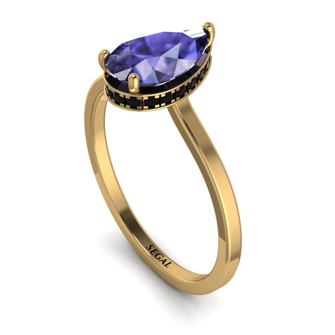 Hidden Halo Pear Tanzanite Engagement Ring - Mary No. 207