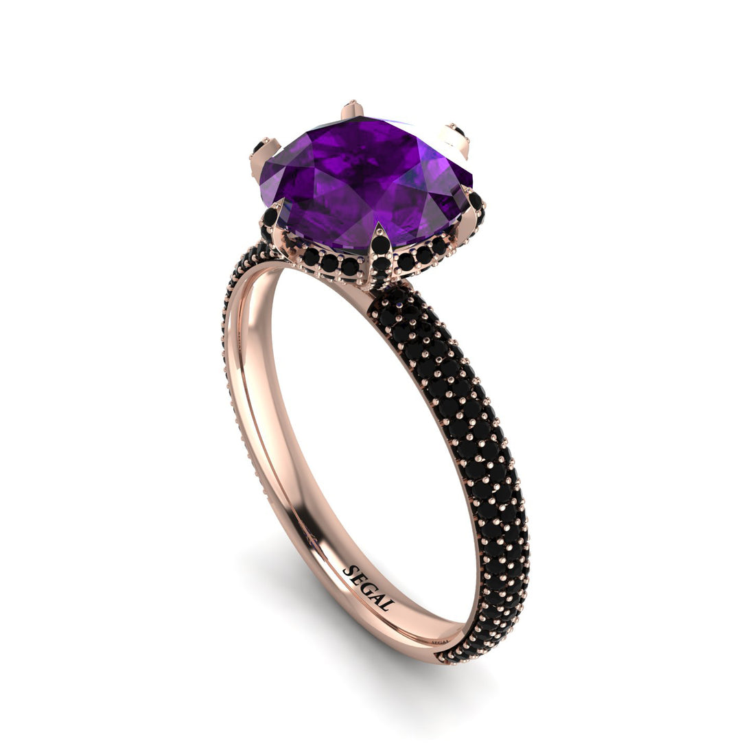 Hidden Halo Round Amethyst Engagement Ring - Ashley No. 308