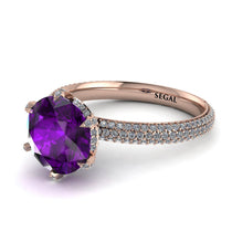 Hidden Halo Round Amethyst Engagement Ring - Ashley No. 302 image 1