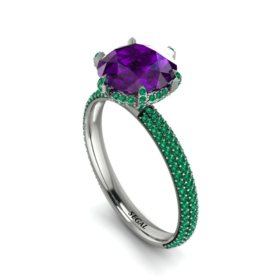 Hidden Halo Round Amethyst Engagement Ring - Ashley No. 306