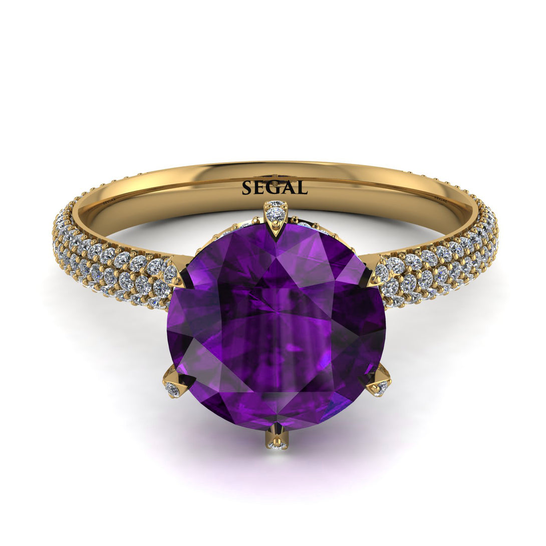 Hidden Halo Round Amethyst Engagement Ring - Ashley No. 301