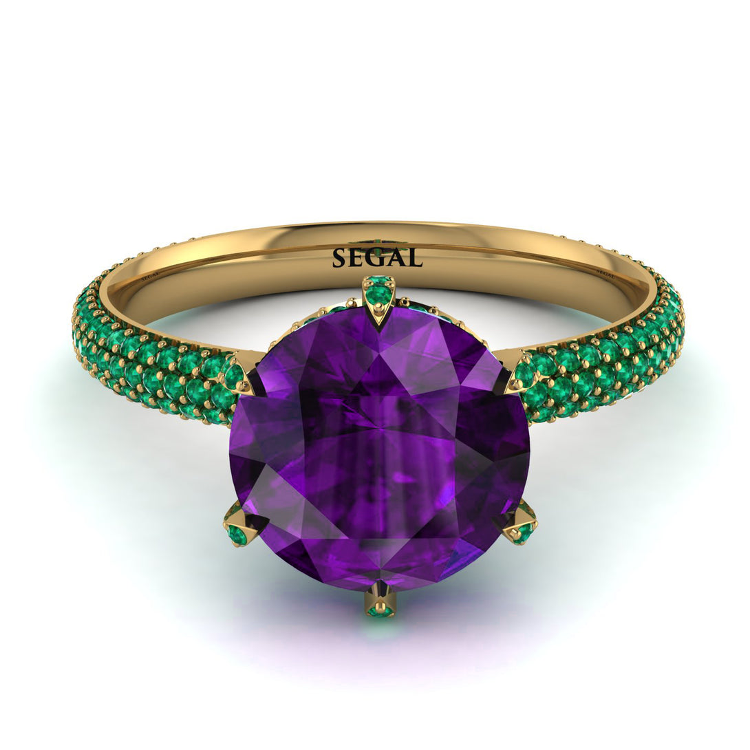 Hidden Halo Round Amethyst Engagement Ring - Ashley No. 304