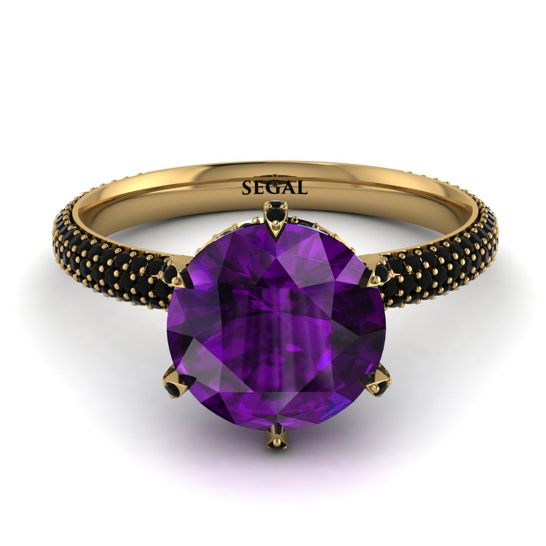 Hidden Halo Round Amethyst Engagement Ring - Ashley No. 307