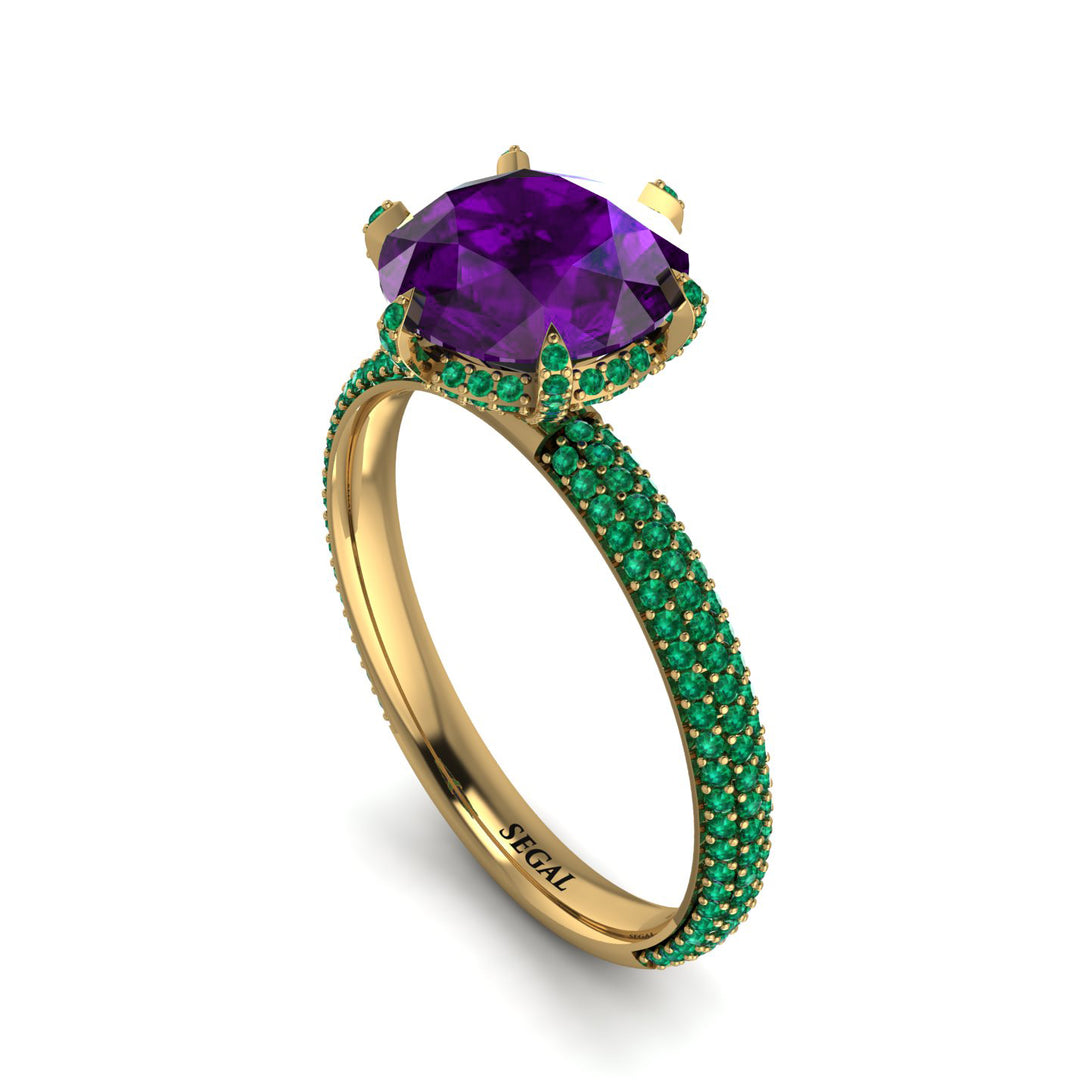 Hidden Halo Round Amethyst Engagement Ring - Ashley No. 304